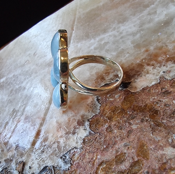 Sterling Silver Aquamarine Multi-Stone Ring - Picture 3 of 5